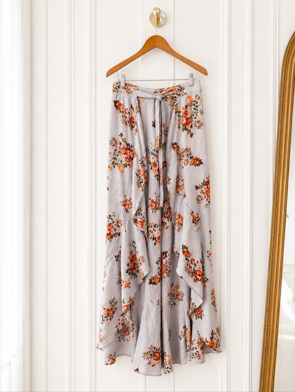 Angie Floral Wrap Pants Women's Large Boho Wide Leg Palazzo Resort Vacation - Picture 5 of 8